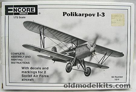 Encore 1/72 Polikarpov I-3 Fighter, 1014 plastic model kit